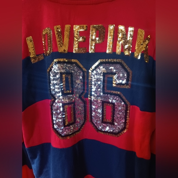 PINK VS Sequin Bling Rugby Perfect Full Zip Hoodie - Picture 5 of 12